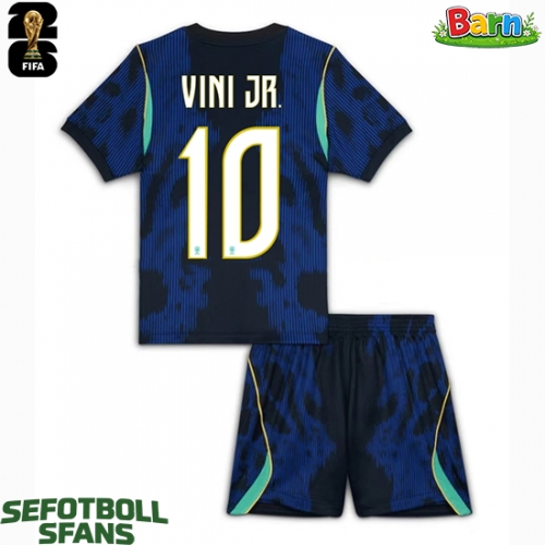 Brasilien Vinicius Junior #10 Bortaställ Barn VM 2026 Kortärmad (+ Korta byxor)